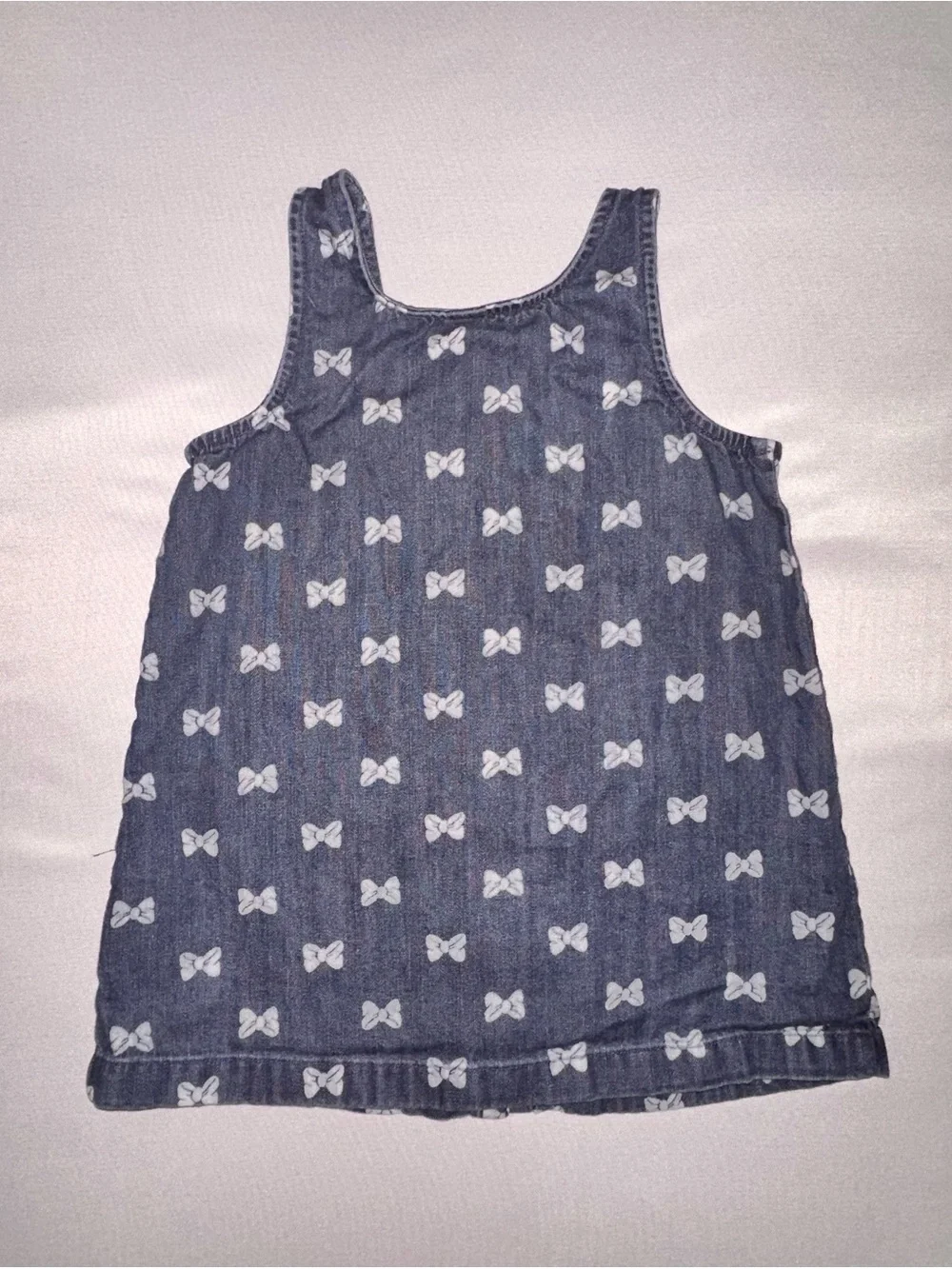 Old Navy x Disney Minnie Mouse Denim Bow Print Dress with Heart Pockets